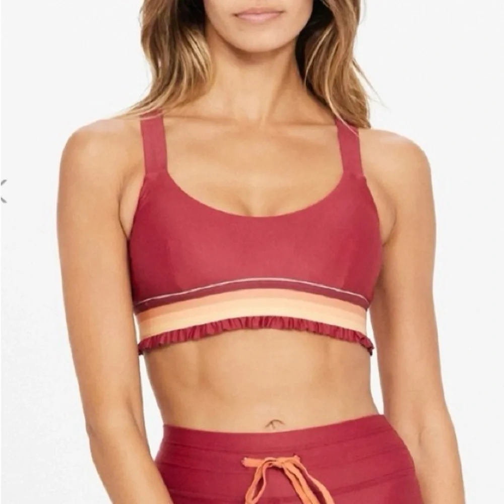 The Upside sz 6 Sports Bra Set of 3 leopard ruffle batik corfu Jewel Leo Natcha